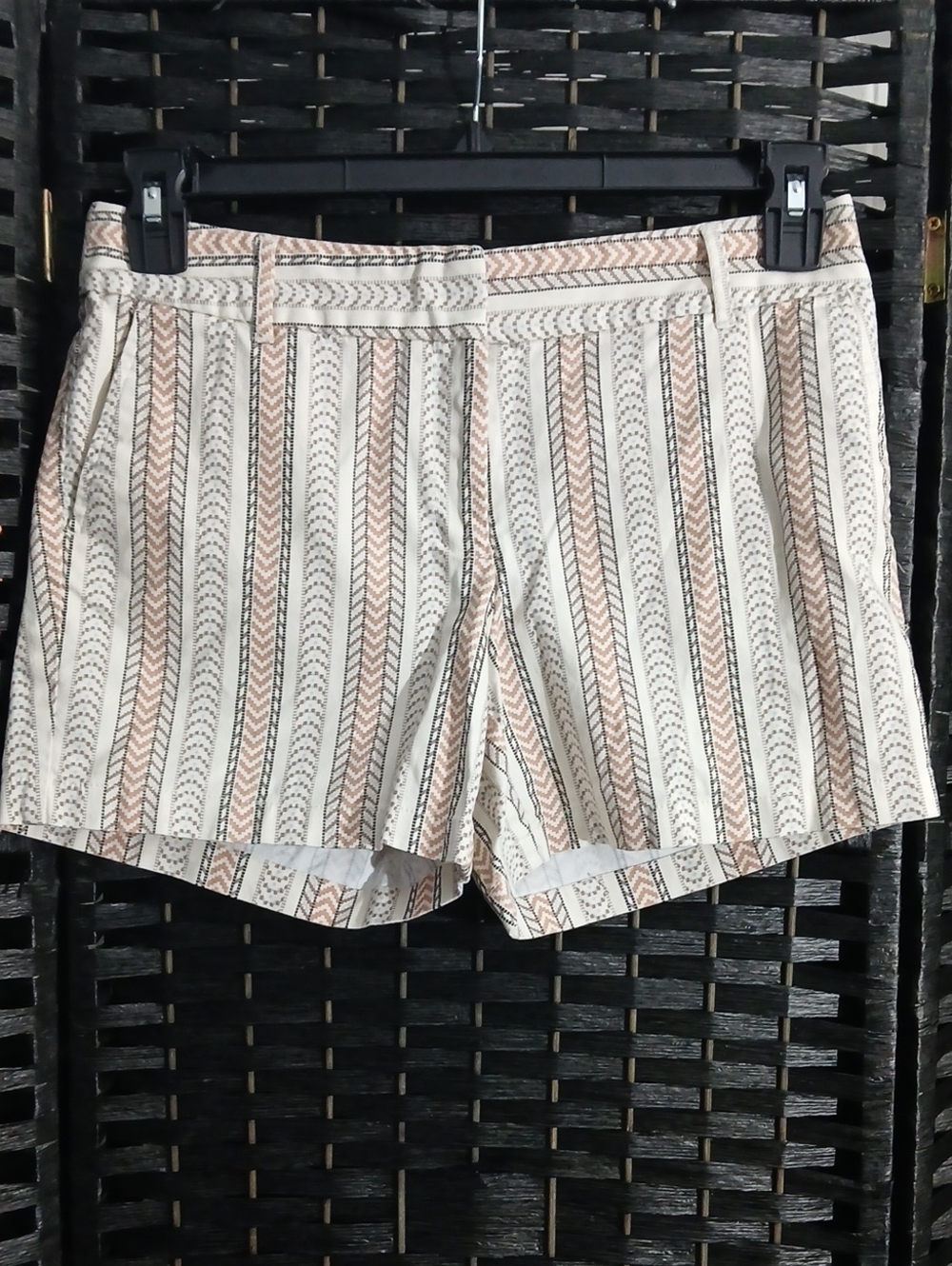 Kenar Cream & Tan Striped Women's Shorts SZ 6